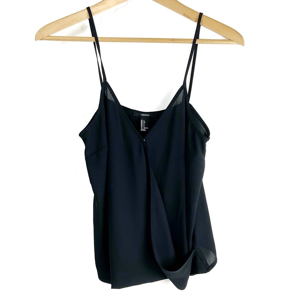 Forever 21 Spaghetti Strap Wrap Blouse, Black